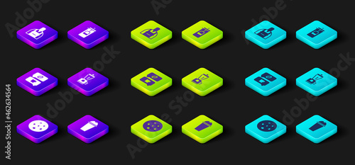 Set Cookie or biscuit, Milkshake, Coffee and conversation, Electric coffee grinder, French press and Barista icon. Vector