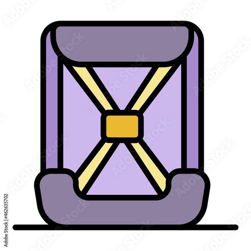 Baby car seat icon. Outline baby car seat vector icon color flat isolated