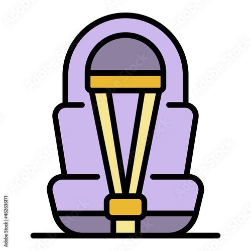 Compact baby car seat icon. Outline compact baby car seat vector icon color flat isolated