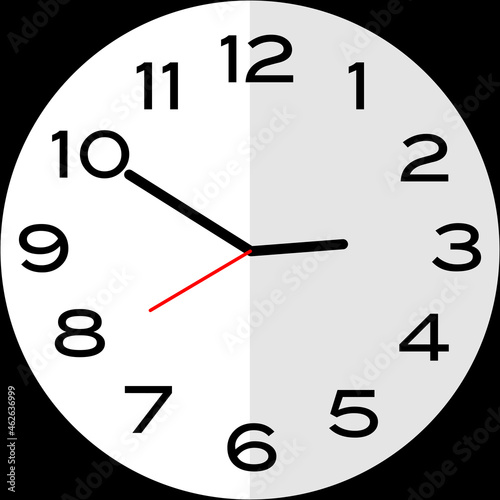 10 minutes to 3 o'clock analog clock icon