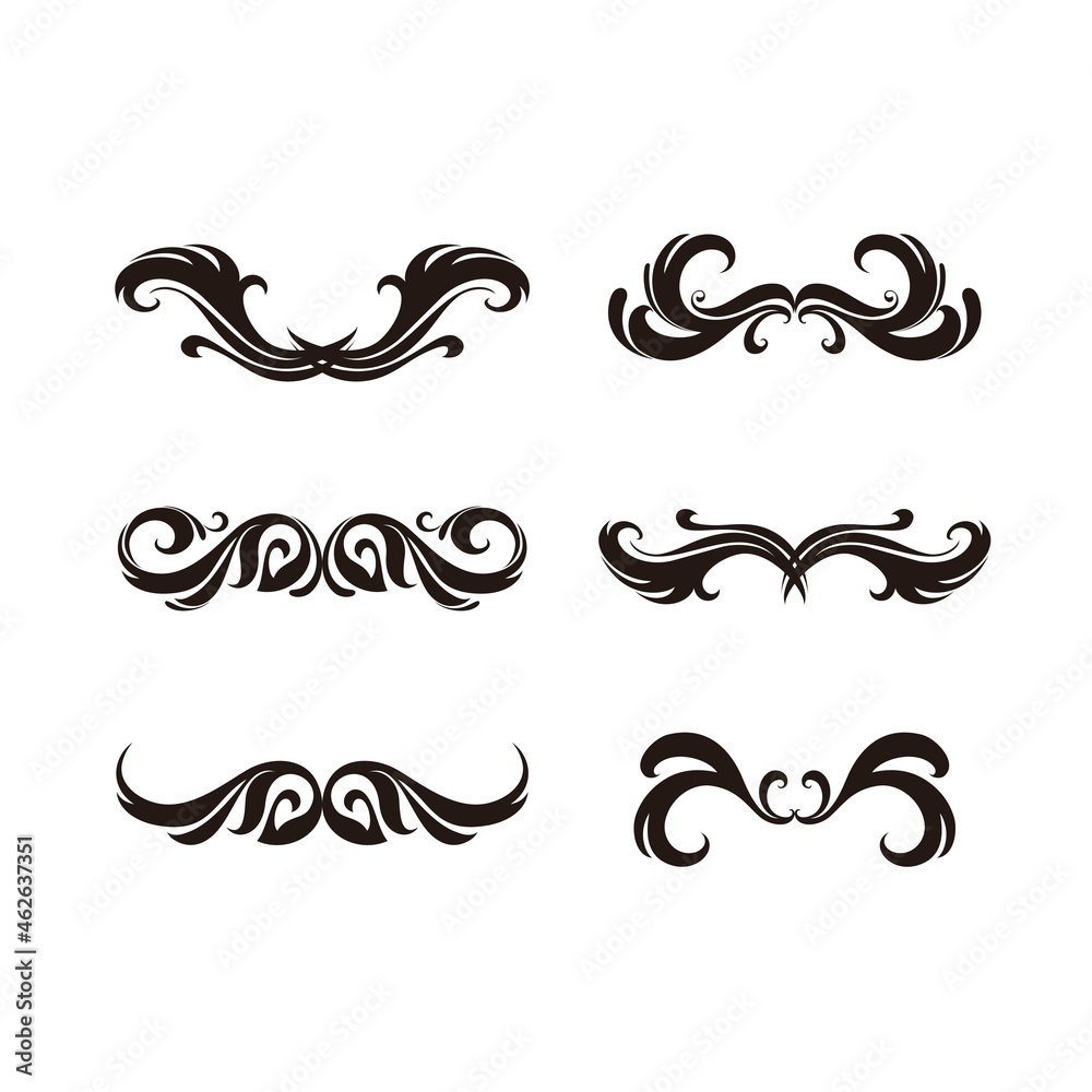 swirl ornamnet set black and white vector design