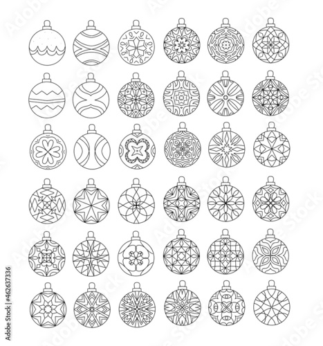 set of christmas bauble with geometric patterns