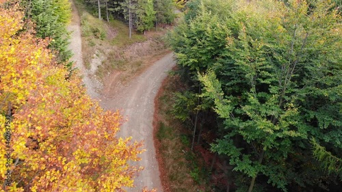 Road in mountains from top