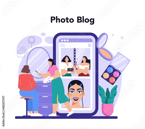 Make up artist online service or platform. Professional artist doing a beauty