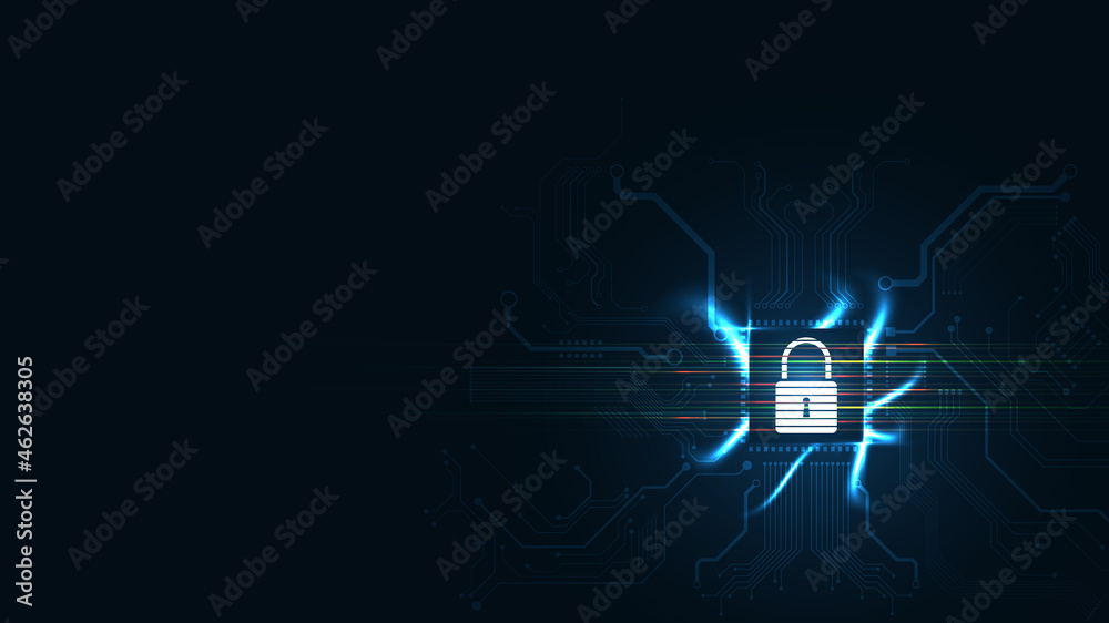 Padlock Security cyber digital concept Abstract technology background ...