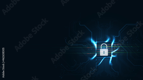 Padlock Security cyber digital concept Abstract technology background protect system innovation vector illustration