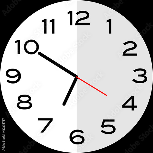 10 minutes to 7 o'clock analog clock icon