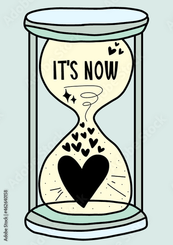 ilustración vectorial reloj de arena momento corazones amor tiempo