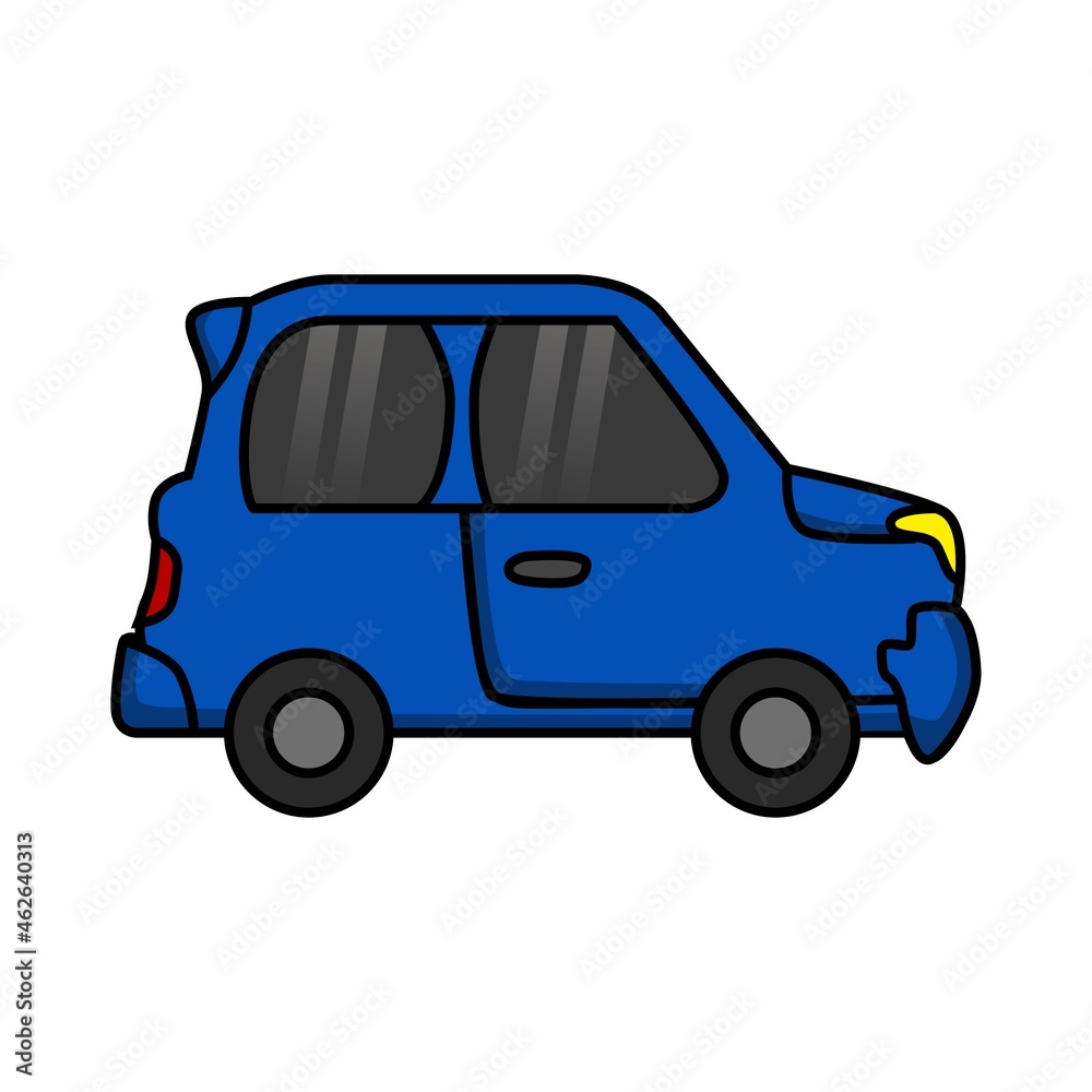 blue car cartoon design. car illustration design. designs for children's books and stickers.