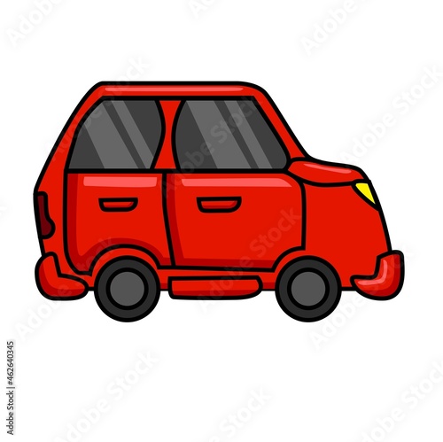 red color car cartoon design. car illustration design. designs for children's books and stickers.