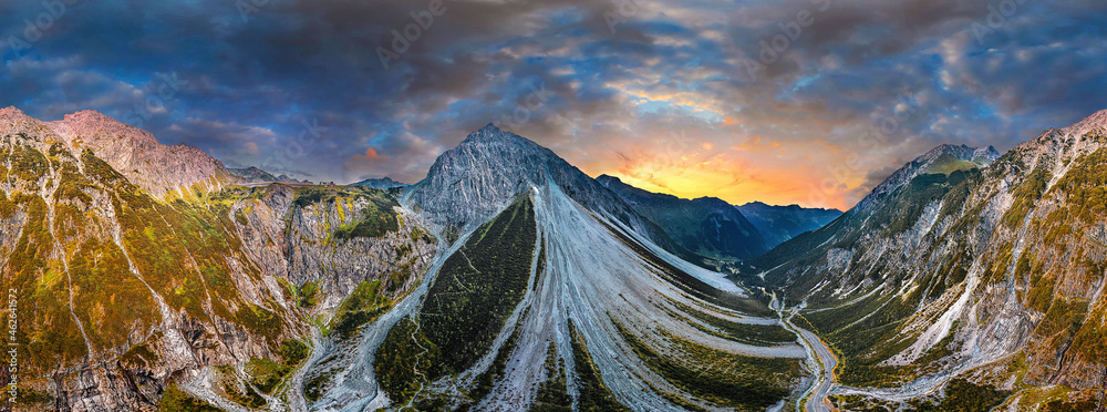 aerial of the Alps in Verdans Austria - obrazy, fototapety, plakaty 