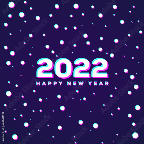 Snow Falling Style 3D Effect Anaglyph Reveals Happy New Year 2022 Background Abstract