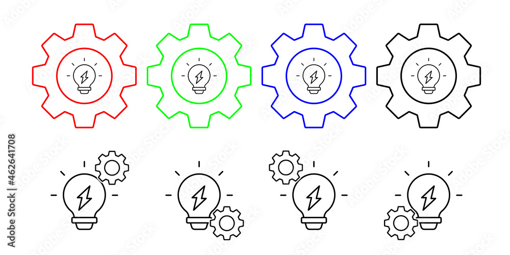 Idea, energy vector icon in gear set illustration for ui and ux, website or mobile application