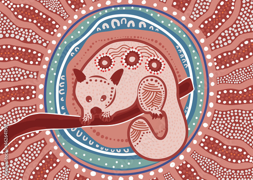 Possum aboriginal style of artwork