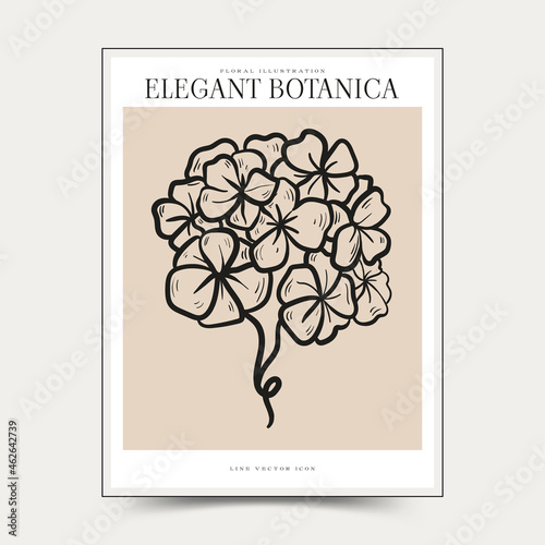 Botanical abstract wall arts. Floral vector poster collection.