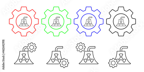 Nuclear, energy vector icon in gear set illustration for ui and ux, website or mobile application