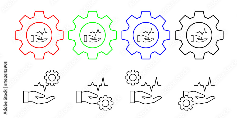 Hand power, energy vector icon in gear set illustration for ui and ux, website or mobile application