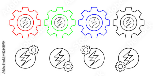 Energy, sign vector icon in gear set illustration for ui and ux, website or mobile application