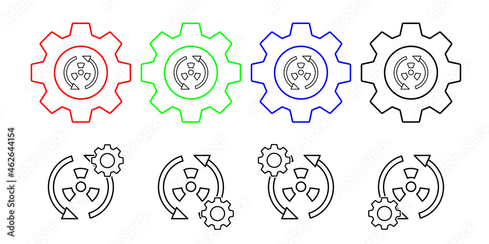 Renewable energy, nuclear vector icon in gear set illustration for ui and ux, website or mobile application