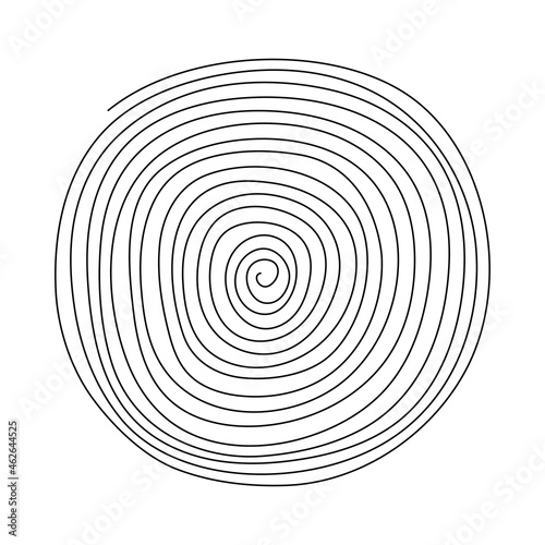 Black line spiral symbol. Swirl one line circle. Vector isolated on white