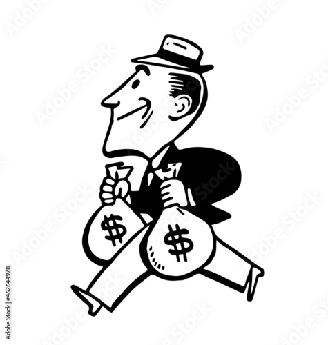 vintage cartoon rich banker character
