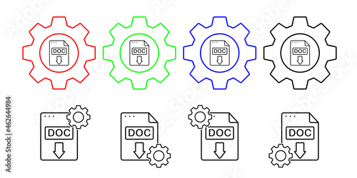 File, document, doc vector icon in gear set illustration for ui and ux, website or mobile application