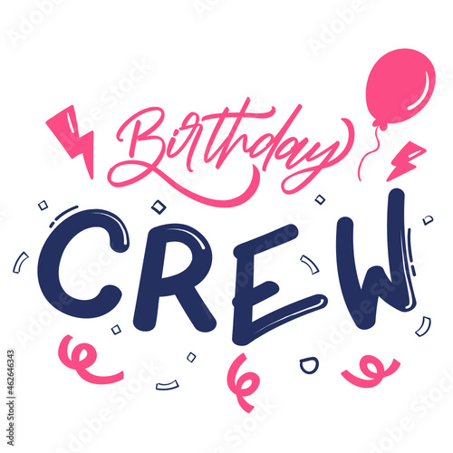 Happy Birthday crew Beautiful greeting scratched calligraphy, Hand drawn.