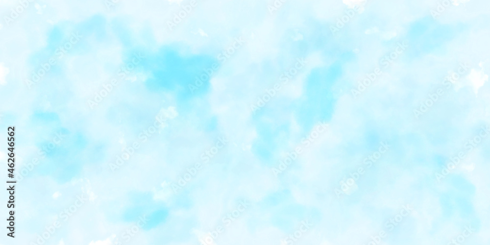 Abstract blue sky Water color background, Illustration, texture for design. Blue and green abstract watercolor painting textured on white paper background
