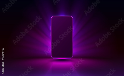 Smartphone mobile screen, technology mobile display light. Vector