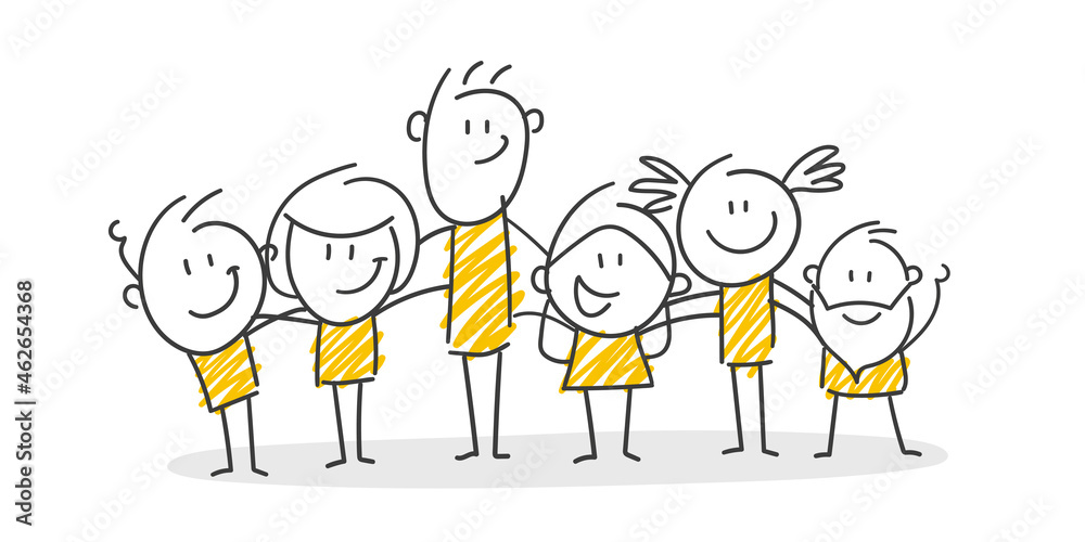 Strichfiguren / Strichmännchen Mitglieder, Teamwork, Familie. (Nr. 646