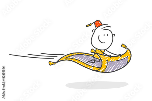 Strichfiguren / Strichmännchen: Fliegender Teppich. (Nr. 649)