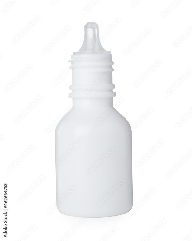 Bottle of nasal spray isolated on white
