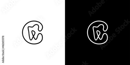 Modern and professional letter C initial dental logo design suitable for dentist business