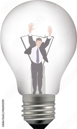 person locked inside a light bulb photo