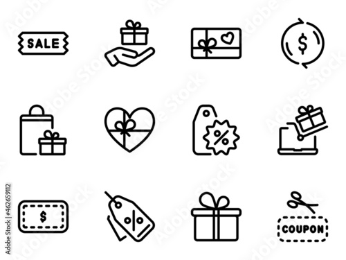 Set of black vector icons, isolated against white background. Flat illustration on a theme shopping