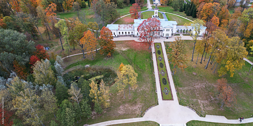 Astravo manor autumn, dji air2s Stock Photo | Adobe Stock