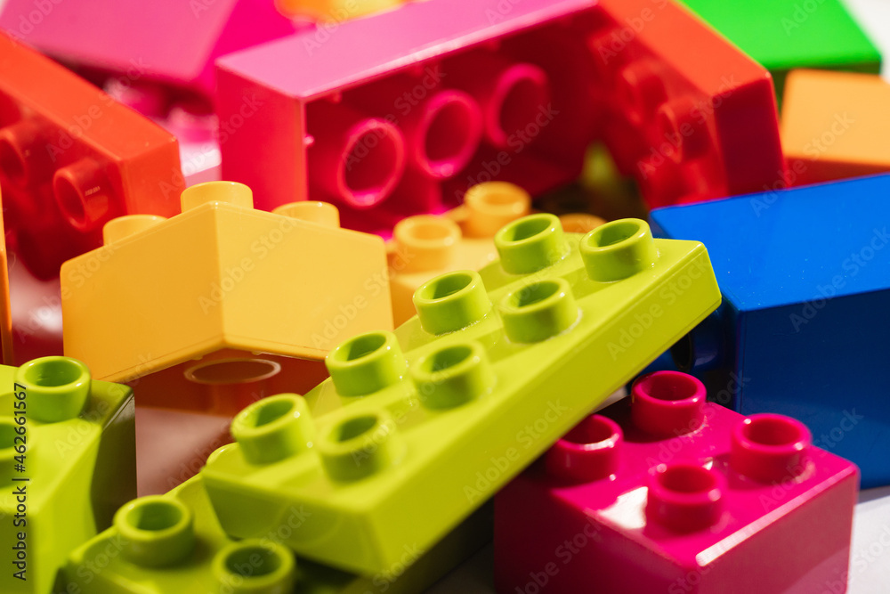 multi-colored blocks of children's designer. details of a educational game. multi-colored blocks of children's designer. details of a educational game.