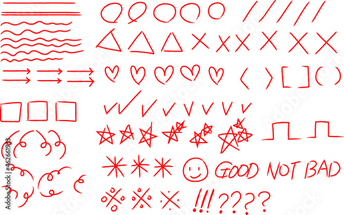 Red pen graphic handwriting sauce.