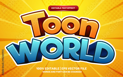 toon world comic game 3d editable text effect