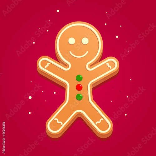 Tableau sur toile Gingerbread man on a red background