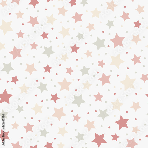 Seamless pattern with stars isolated on white background. Pastel colors.