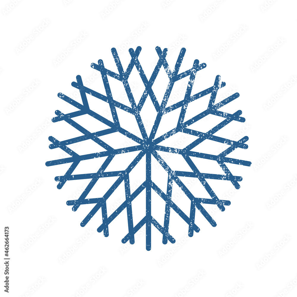 Christmas decoration design element — blue snowflake with snow textured effect. Xmas symbol, new year minimalist symbol for festive banner, holiday card, frost postcard, celebration poster, sale flyer Christmas decoration design element — blue snowflake with snow textured effect. Xmas symbol, new year minimalist symbol for festive banner, holiday card, frost postcard, celebration poster, sale flyer
