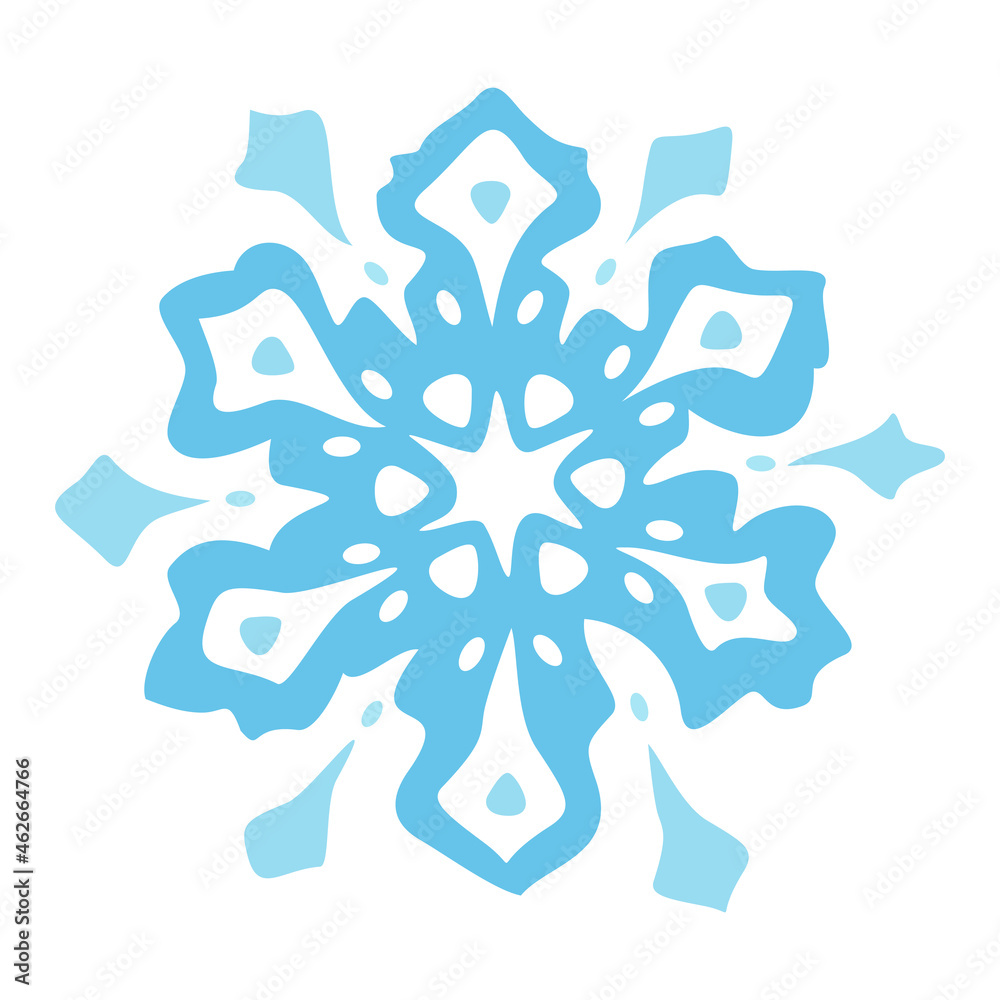 Vector illustration of beautiful snowflake. Hand drawn snowflake.