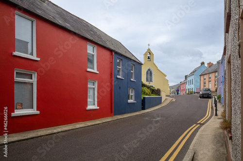 Colourful Buildings and Church in Town of Eyeries, County Cork