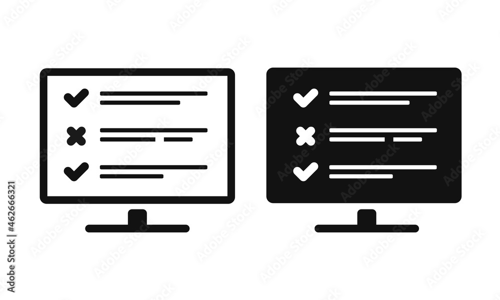 Checklist on laptop screen. Questionnaire form test, checklist survey. Illustration vector Checklist on laptop screen. Questionnaire form test, checklist survey. Illustration vector