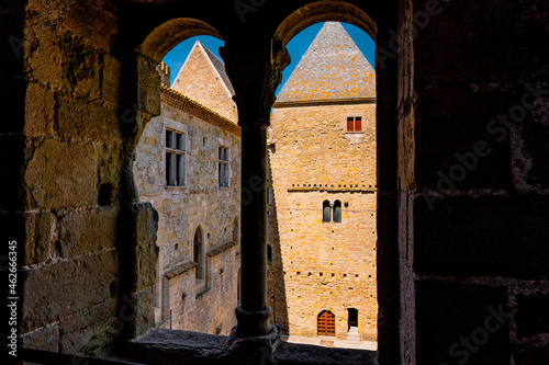 The Ancient Fortress of Carcassonne, France. Europe castle. View from the Cite. photo