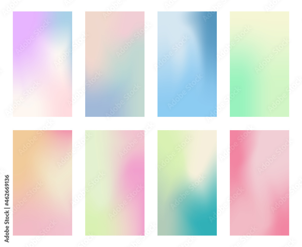 Set of soft gradient background. Modern abstract vector for social media story, web, smartphone screen, mobile apps and more. Space for text or image. Vector illustration.