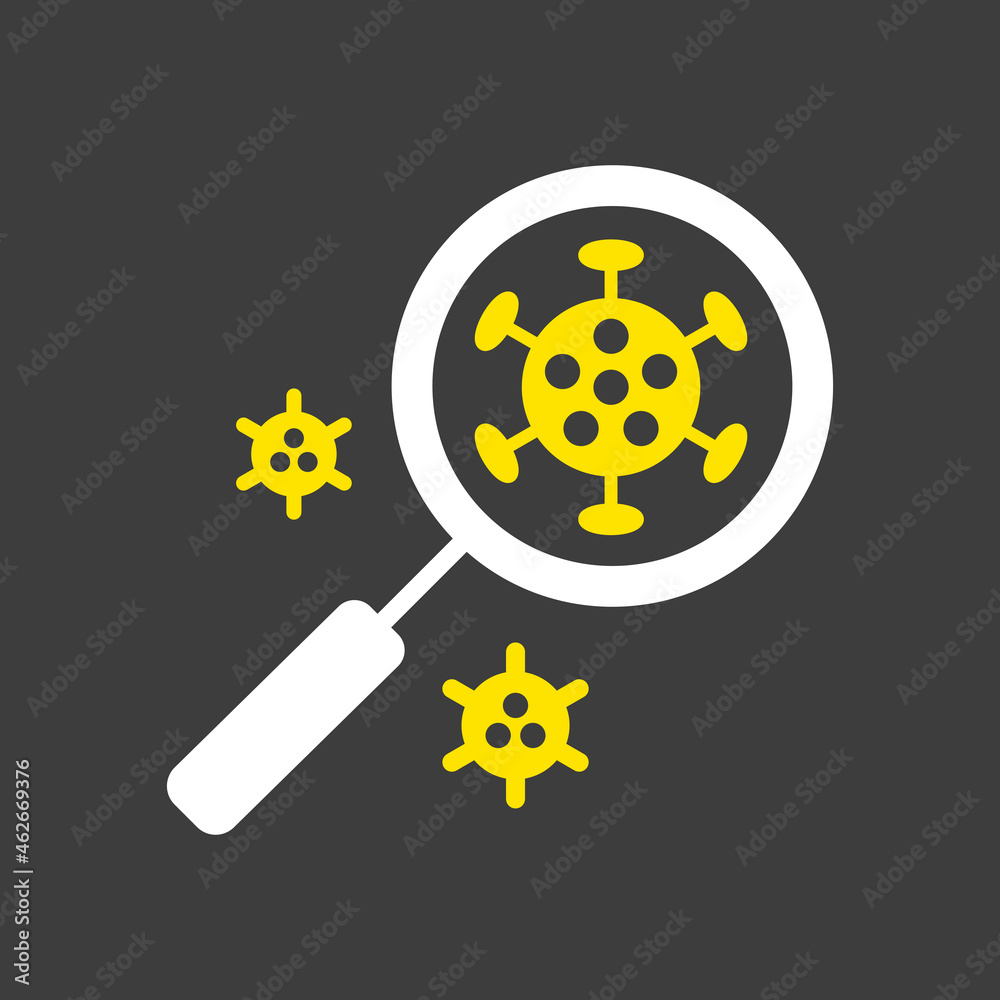 Obraz premium Coronavirus under magnifying glass vector icon