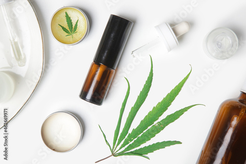 Medical marijuana. Cosmetics and tinctures with CBD oil.