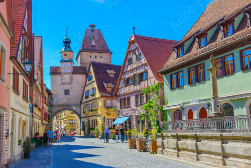 Medieval City of Rothenburg ob der Tauber, Roedergasse und Markusturm, Germany